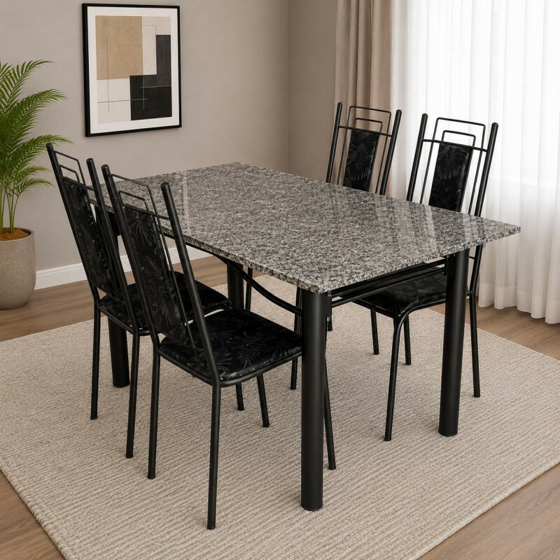 CJ MESA 4C SERRA TUBOS BELGICA NEW GRANITO 115X75 PRIMAVERA PRETO/PRATA PRETO MARTELADO CJ MESA 4C SERRA TUBOS BELGICA NEW GRANITO 115X75 PRIMAVERA PRETO/PRATA PRETO MARTELADO